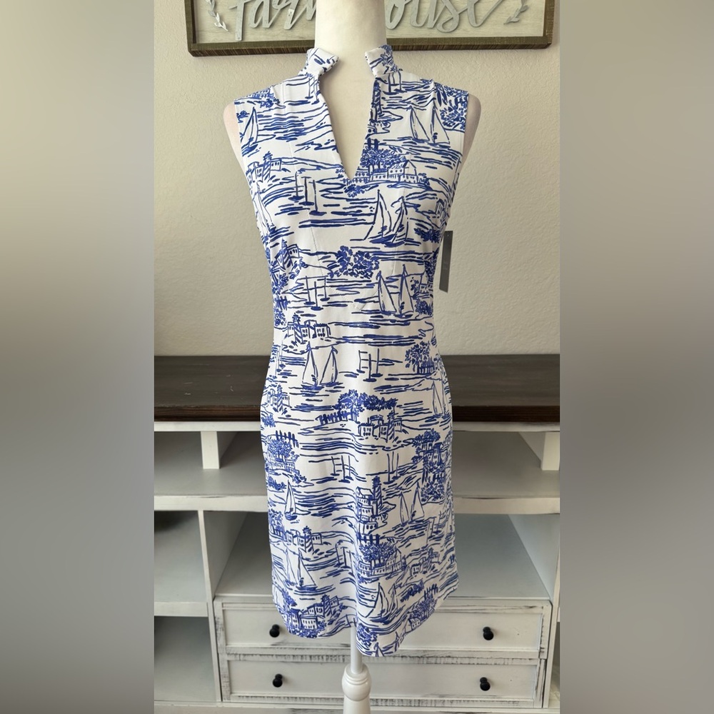 NWT Mahi Gold Schooner Dress Set Sail Sailor Blue Women's Size XS 1